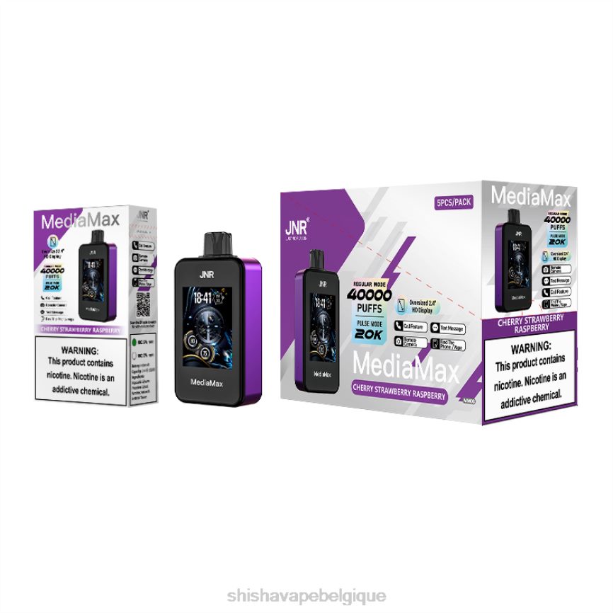 JNR MediaMax 40 000 bouffées 2LZV0014 cerise fraise framboise JNR vape bruxelles